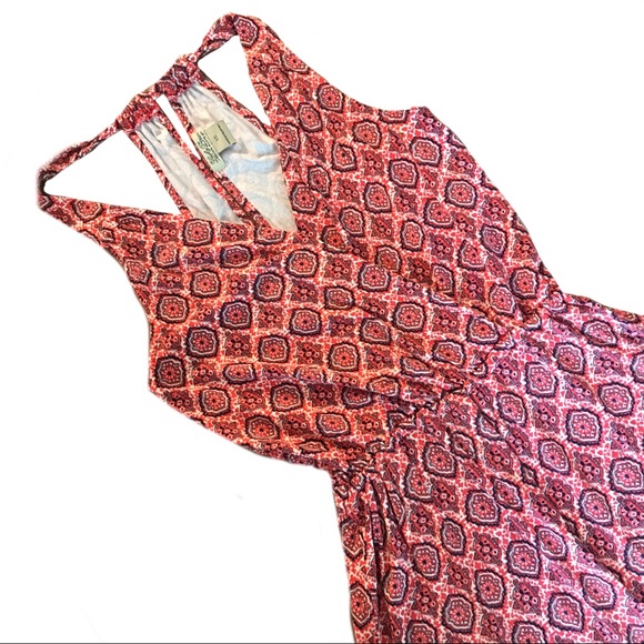 Lucky Brand Red Medallion Sleeveless Maxi Dress Size X-Small - Picture 1 of 8